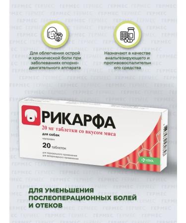 KRKA Rikrif 20 mg anti -inflammatory dog tablets 20 pcs - Buy Online on GoSupps.com