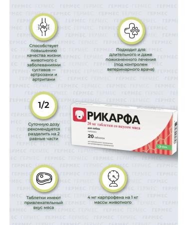 KRKA Rikrif 20 mg anti -inflammatory dog tablets 20 pcs - Buy Online on GoSupps.com