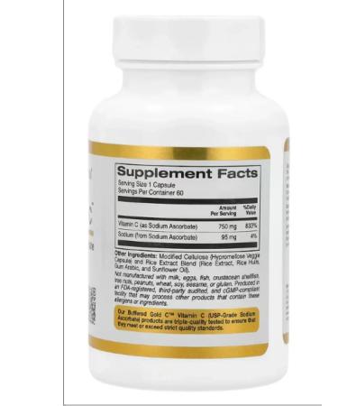 California Gold Nutrition Sodium ascorbate 60 capsules - Buy Online on GoSupps.com