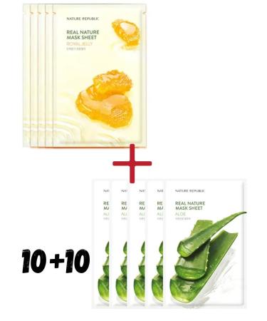 Nature Republic Royal Jelly + Aloe Facial Faces 20 pcs
