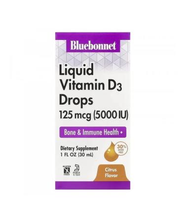 Bluebonnet Nutrition Vitamin D3 5000 IU drops citrus taste - Buy Online on GoSupps.com