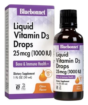 Bluebonnet Nutrition Liquid vitamin D3 1000 IU 25 g - Buy Online on GoSupps.com