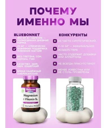 Bluebonnet Nutrition Magnesium and vitamin B6 90 plant capsules - Buy Online on GoSupps.com