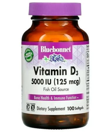 Bluebonnet Nutrition Vitamin D3 125 g 100 soft tablets - Buy Online on GoSupps.com