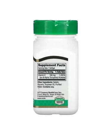 21st Century Vitamin E 180 mg 400 IU 110 soft gelatin capsules - Buy Online on GoSupps.com