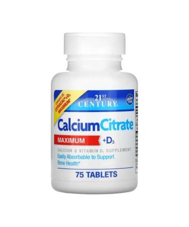 21st Century Calcium Citrate + Vitamin D3 75 tablets