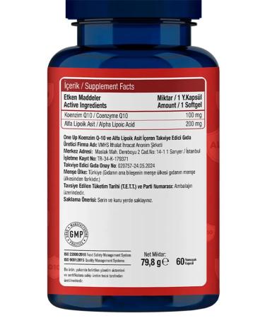 One Up Coenzyme Q10 and alpha-lipoic acid 60 capsules T rkiye - Buy Online on GoSupps.com