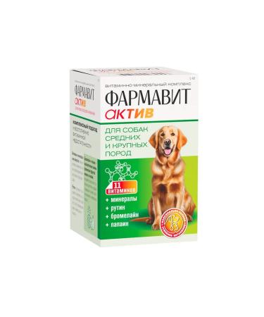 Farmavit Active Vitamins for dogs of medium and large rocks 120 tablets - Buy Online on GoSupps.com