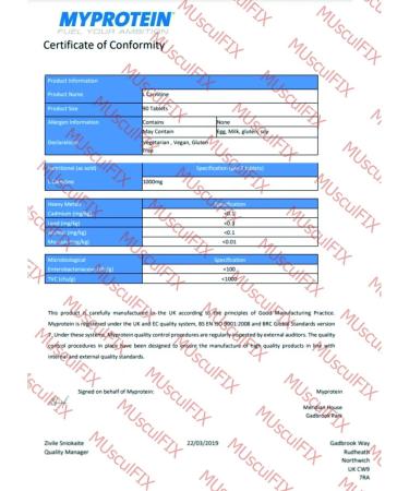 Myprotein L-Carnitine L Carnitine - Buy Online on GoSupps.com