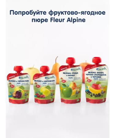 Fleur Alpine Baby puree: Apple banana blackcurrant blueberry 6 months 6 pcs. 120 g each - Buy Online on GoSupps.com