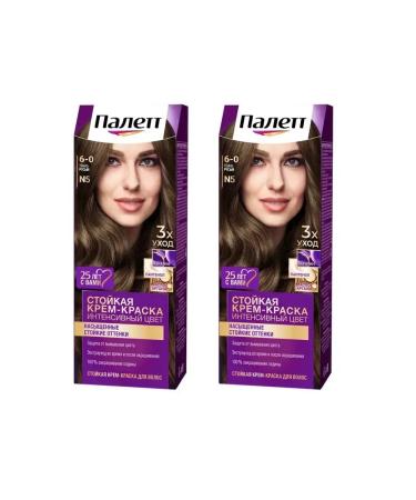 Palette Hair dye dark brown tone 6-0 n-3 110 ml- 2 pcs