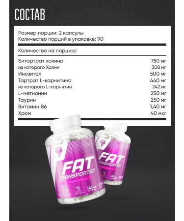 Trec Nutrition Fat Transporter fat burner for weight loss 180 capsules - Buy Online on GoSupps.com