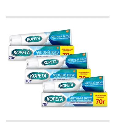 Korega Cream for fixing dentures mint taste 70g 3 pcs - Buy Online on GoSupps.com