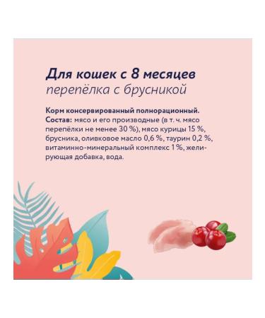 Florida Canned food for cats a quail with lingonberries 100 g - Buy Online on GoSupps.com
