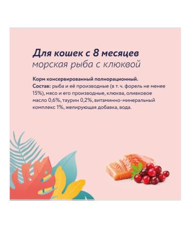Florida Canned food for cats sea fish with cranberries 100 g - Buy Online on GoSupps.com