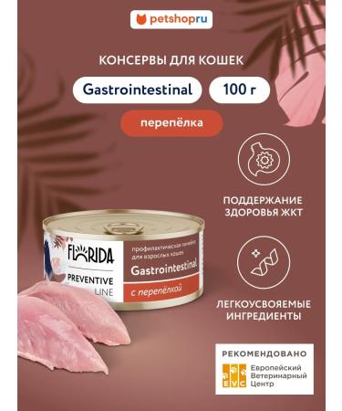 Florida GastroinTestinal canned food for cats with a quail 100g