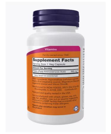 PABA PAMINOBENZOCY PABA 500 mg 100 capsules - Buy Online on GoSupps.com