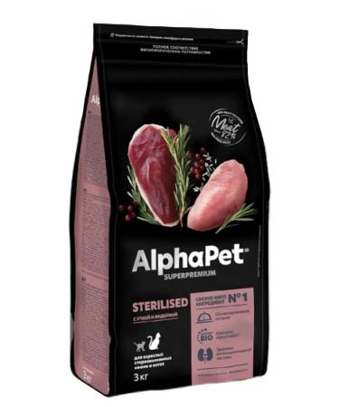 AlphaPet Superpremium Food for sterilized cats duck and turkey 3 kg - Buy Online on GoSupps.com