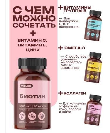 VitLab BIOTIN 5000 for hair growth 60 capsules - Buy Online on GoSupps.com