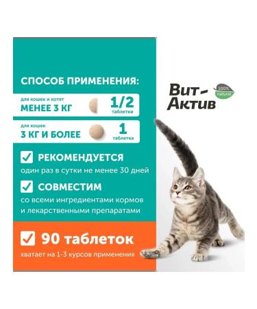Vit-Active Vitamin-mineral supplement of dogs of puppies of cats kittens 90t - Buy Online on GoSupps.com