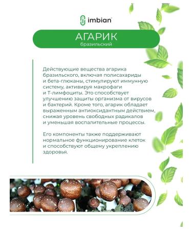 Imbian Agarik Brazilian mushroom in a package 60 grams - Buy Online on GoSupps.com