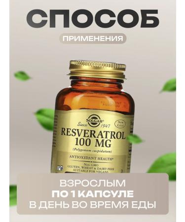 SOLGAR Resveratrol in capsules for the brain and blood vessels 60 capsules - Buy Online on GoSupps.com