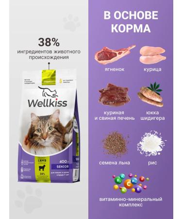 Wellkiss Dry food for cats over 7 years old 400 grams - Buy Online on GoSupps.com
