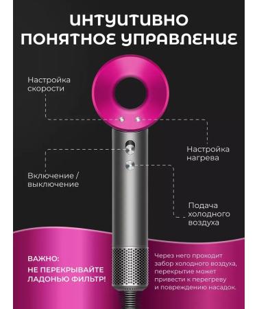 Hair Dryer Hair hairy with nozzles Basic HD Royal Fuchsia - Buy Online on GoSupps.com