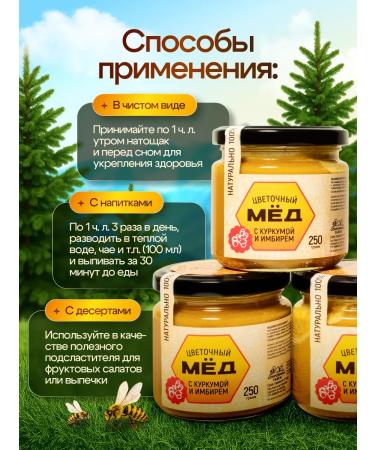 Treasures of the Taiga Honey with turmeric and ginger Altai natural - Buy Online on GoSupps.com