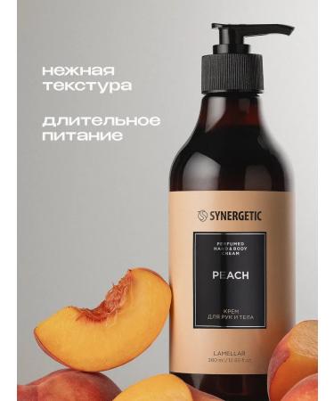 SYNERGETIC Perfumed hand and body cream peach 380 ml - Buy Online on GoSupps.com