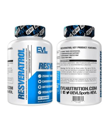 EVLution Nutrition Resveratrol 250 mg 60 capsules - Buy Online on GoSupps.com