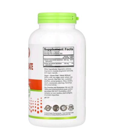 NutriBiotic Sodium ascorbate sodium ascorbate 250 capsules - Buy Online on GoSupps.com