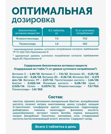 B-MIN "Multi -ginkgo" - energy and brain work 90 tablets - Buy Online on GoSupps.com