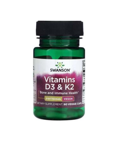 Swanson Vitamins D3 and K2 60 plant capsules
