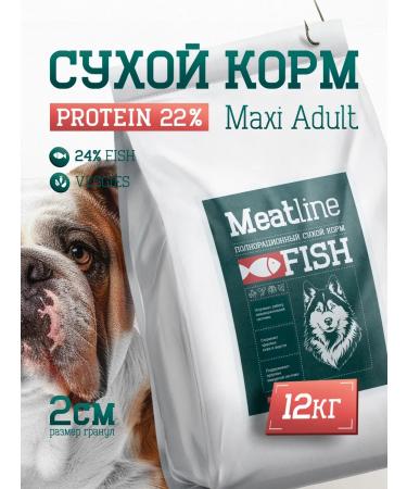 Dog feed 12 kg Fish 24% Meatline Maxi Adult 22%