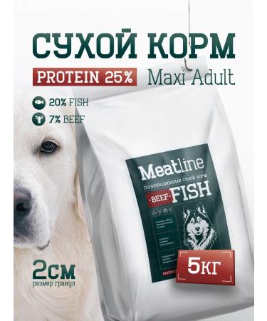 Feed for dogs dry 5 kg fish beef Maxi Adult 25%