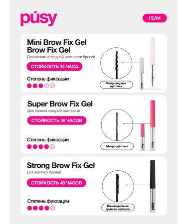 PUSY Set of Mini Super Eyebrow Gel version 2.0 3 pcs - Buy Online on GoSupps.com
