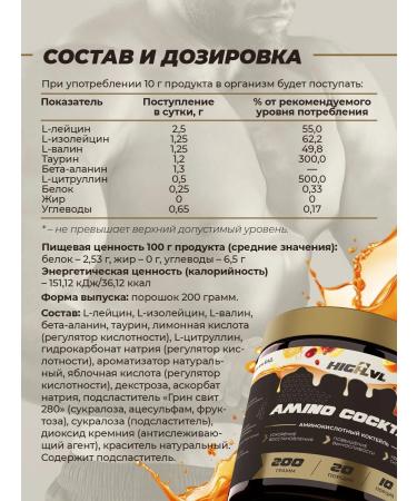 HIGHLVL Amino cocktail taste beach neuro-mix 200 g - Buy Online on GoSupps.com