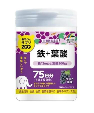 UNIMAT RIKEN Zoo iron and folic acid 150 tablets