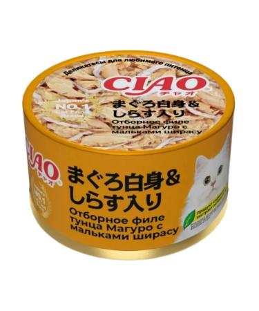 Inaba Canned food for cats tuna Maguro with fry shirasses 85 g