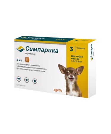 Zoetis Flea and dog ticks tablets 1.3-2.5kg 5 mg 3 pcs - Buy Online on GoSupps.com