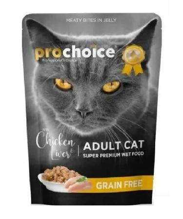 PROCHOICE Wet food for cats pieces of chicken and liver in jelly 85 g