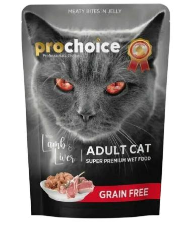 PROCHOICE Wet food for cats pieces of lamb and liver in jelly 85g