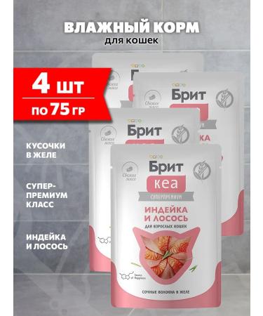 Brit Wet feed for cats turkey salmon in jelly 75 g 4 pcs
