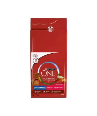 PURINA ONE for dogs of medium large breeds with beef rice 1.8kg - Buy Online on GoSupps.com