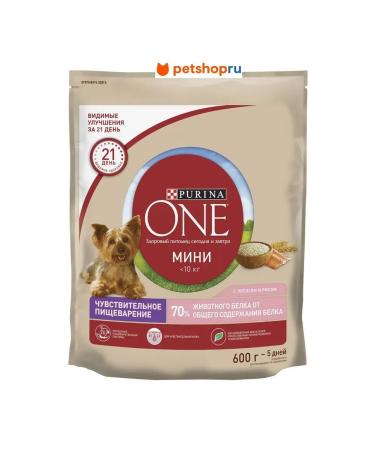 PURINA ONE Dry food for dogs of small breeds with salmon and rice 0.6 kg