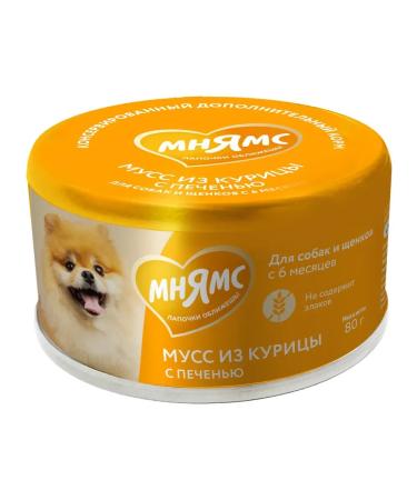 Mnyams Mousse for dogs and puppies from 6 months. chicken and liver 6pcs - Buy Online on GoSupps.com
