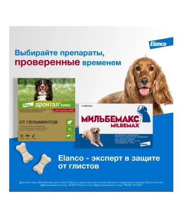 Elanco Drontal Plus for dogs with the taste of meat 35kg 2 tab - Buy Online on GoSupps.com