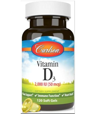 Carlson Labs Carlson Vitamin D3 2000 IU 120 Soft Gels (Vitamin D3) - Buy Online on GoSupps.com