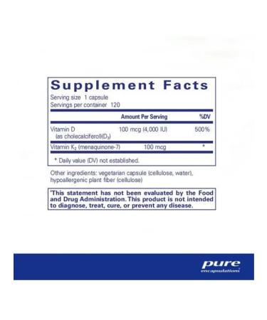 Pure Encapsulations Vitamin D3 K2 4000 IU 120 capsules - Buy Online on GoSupps.com